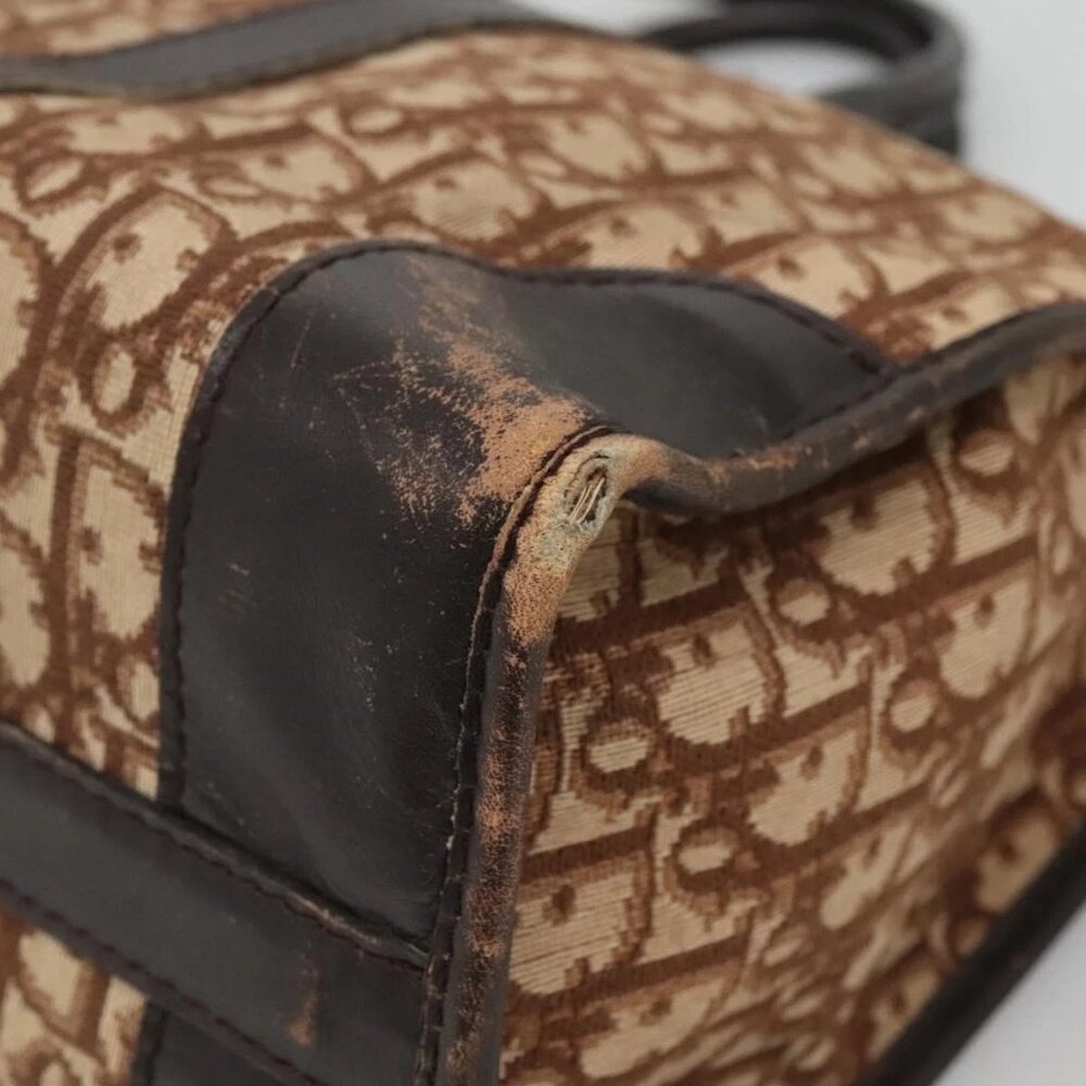Christian Dior Trotter Canvas Hand Bag Brown Gold Auth 137848 - Picture 4 of 16